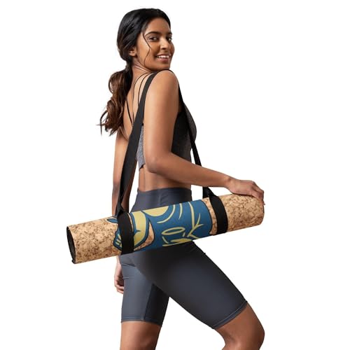 Yoga Mat 183 x 60 cm - 4 mm FSC Cork + Natural Rubber - BLUE & GOLD