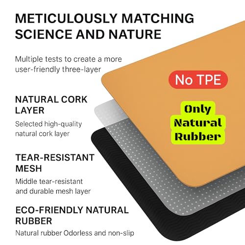 Yoga Mat 183 x 60 cm - 4 mm FSC Cork + Natural Rubber - BLACK