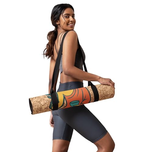 Yoga Mat 183 x 60 cm - 4 mm FSC Cork + Natural Rubber - Green and Orange