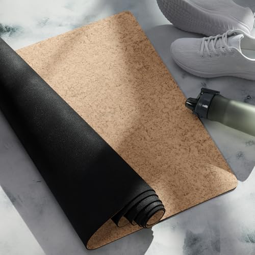Yoga Mat 183 x 60 cm - 4 mm FSC Cork + Natural Rubber - BLACK