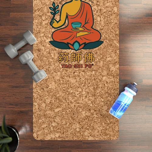 Yoga Mat 183 x 60 cm - 4 mm FSC Cork + Natural Rubber - Green and Orange